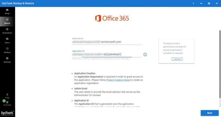enter Office 365 admin credentials